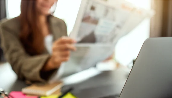 Business professional reviewing documents